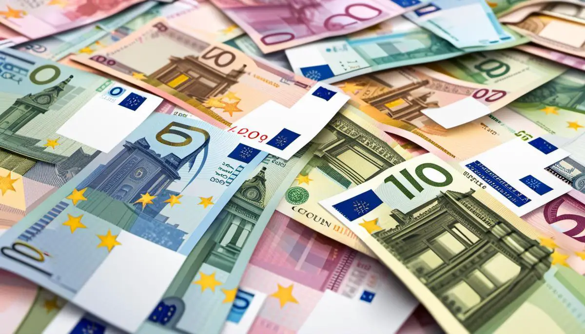 Illustration of multiple euro banknotes representing the best banks for international euro accounts